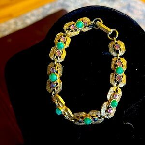 Florenza gold vermeil with green and lavender  stones